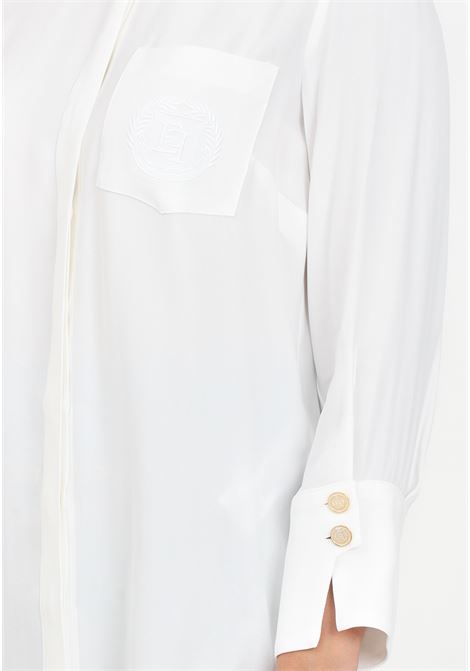 Camicia elegante bianca da donna in georgette con patch logo ELISABETTA FRANCHI | CA09146E2360